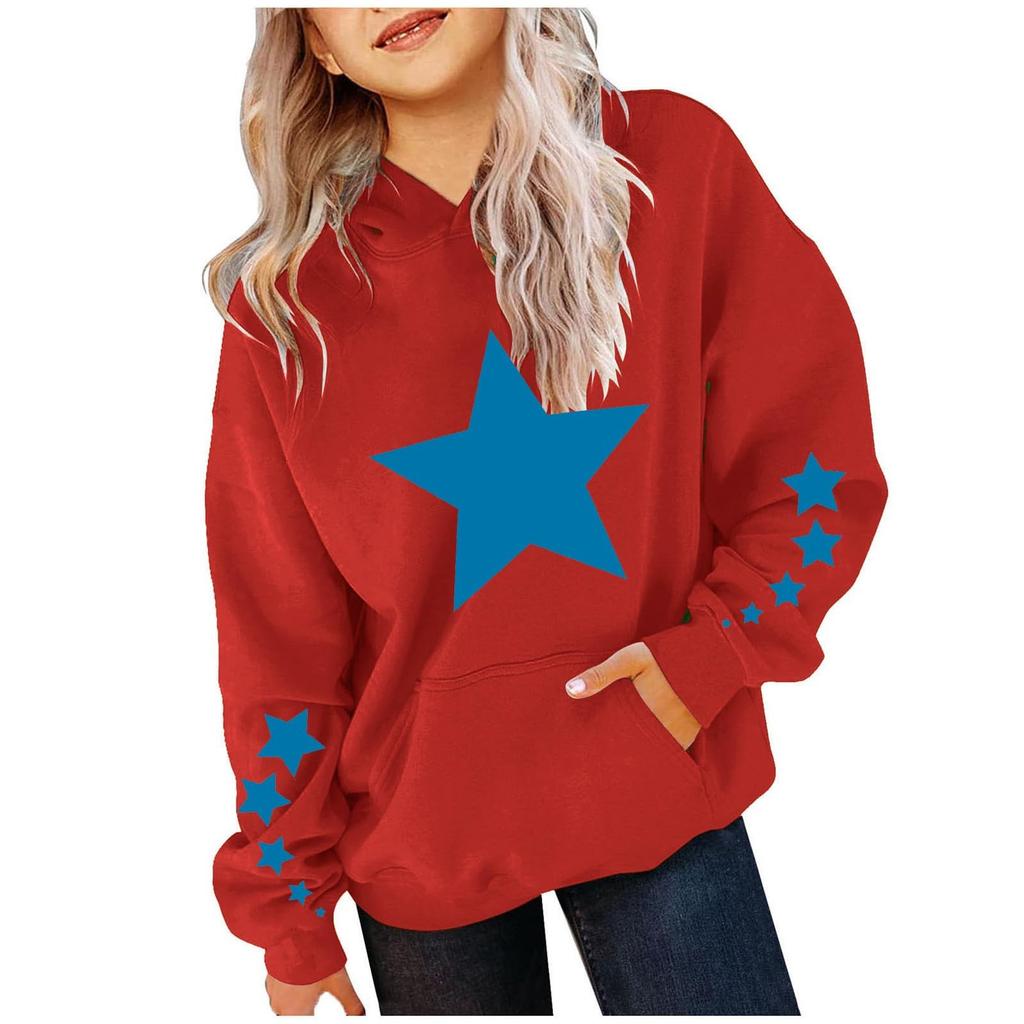 Women's Hooded Gradient Printed Long Sleeved Sweatshirt Loose Women's Sweatshirt  Sweatshirt