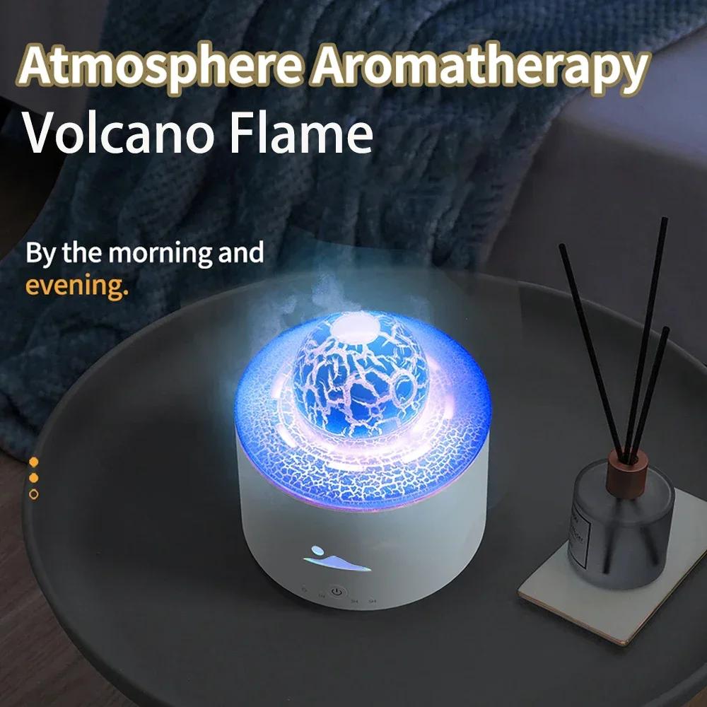 Fire Aroma Volcano Diffuser Essential Oils for Home Colorful Light Jellyfish Ring Flame Diffuser Air Humidifier Planet Fireball