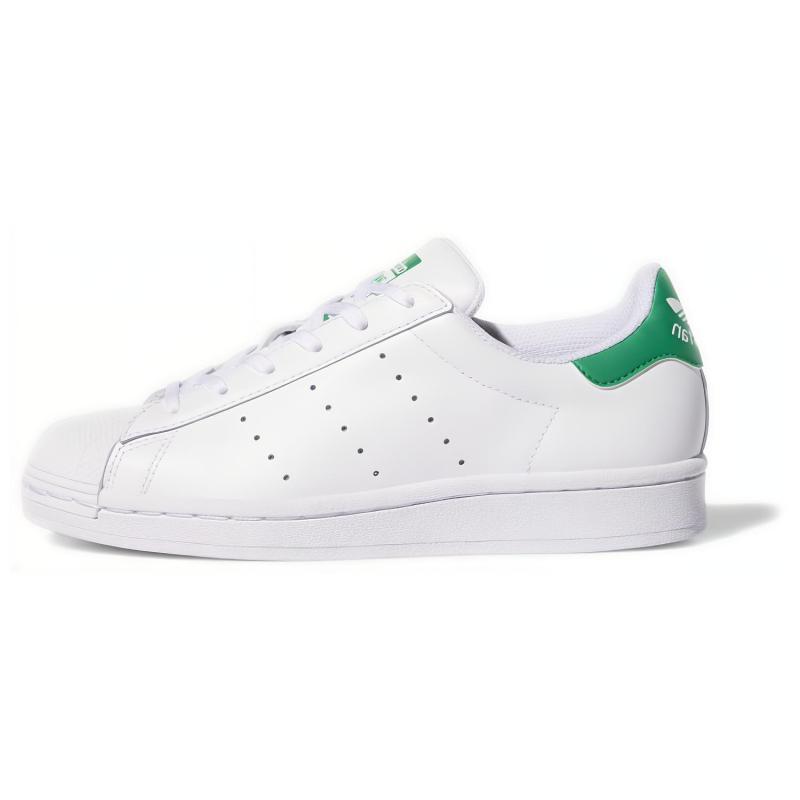adidas Оригинальные STAN SMITH Нескользящие Низкие Детские Скейтбордические Кроссовки Ярко-зеленая Пятка Подростковые Кроссовки FX1014