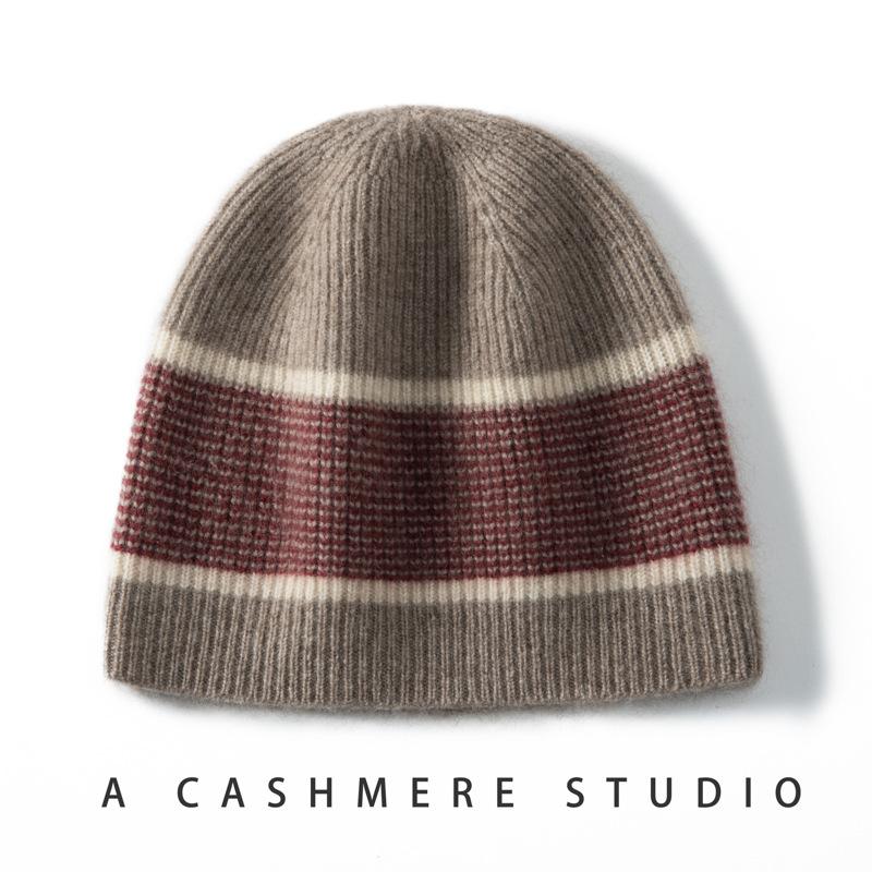 Cashmere knitted hat wool hat autumn and winter new versatile knitted cold hat thickened hat ear protection hat