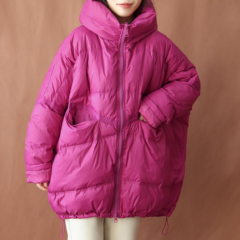 Зимняя женская белая утиная пуховая свободная куртка с капюшоном, толстая теплая верхняя одежда, повседневные пальто больших размеров в стиле пэчворк