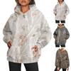 Fall Winter Women Hoodie Leaf Print Big Pocket Long Sleeves Thick Warm Loose