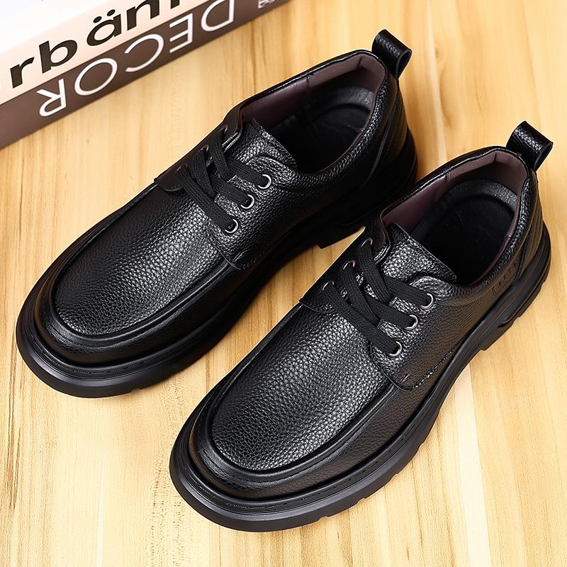 Мужская обувь Деловой кэжуал Кожаная обувь Мужская мода Дышащая обувь Британский кэжуал На шнуровке Кожаная обувь
