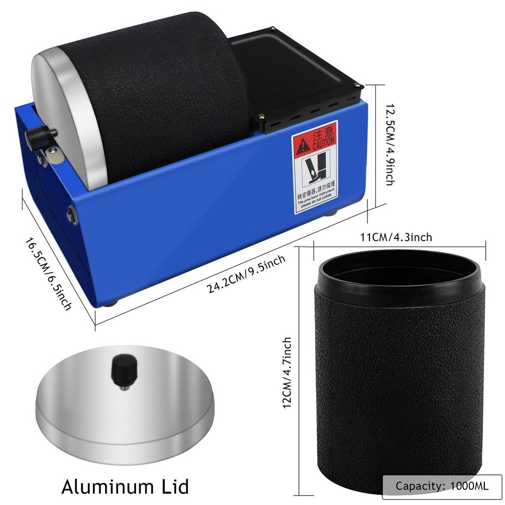 Hobby Rock Tumbler Machine - Single Drum Jewelry Polisher (Single Barrel) Mini Ring Polishing Machine