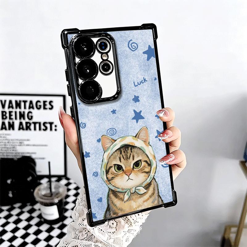 Милый цветочный платок Котенка Покрытие Чехол для телефона Для Samsung Galaxy S24 S25 FE S26 Edge S23 Ultra S22 S21 Plus S20 Противоударный Aira