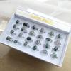 12Pcs Natural Stone Grass Stone Ring Simple Women's Hand Jewelry Alloy Ring