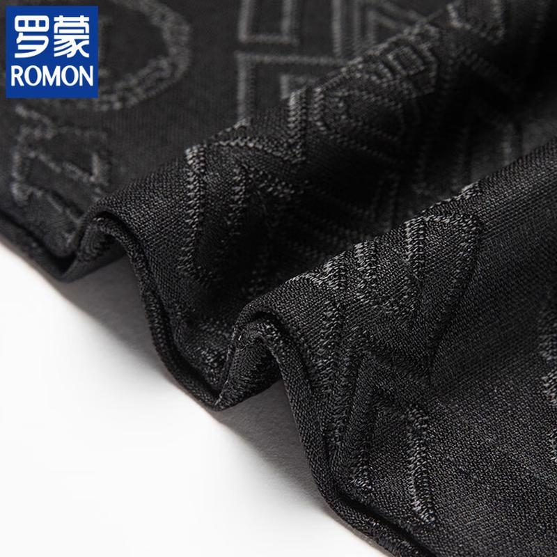 ROMON Men's Ice Silk Jacquard Round Neck T-Shirt