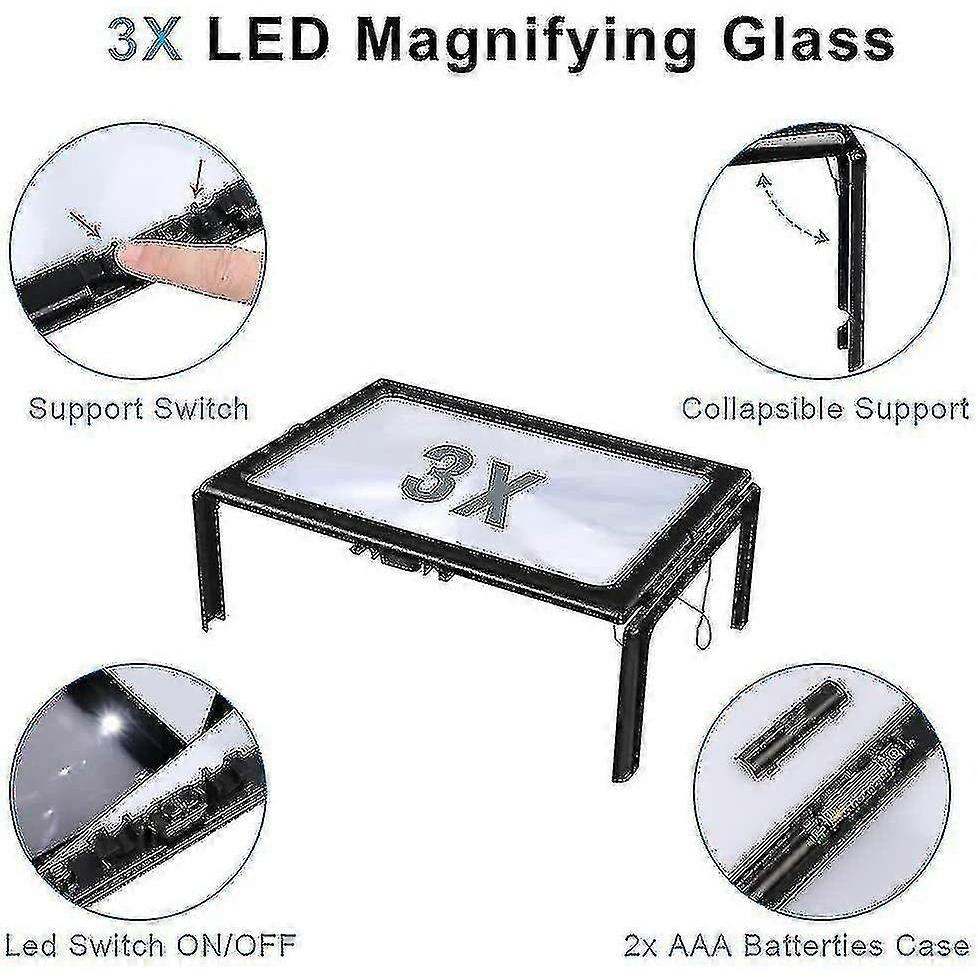Reading Magnifiers Magnifier With Light, 3x Magnification Reading Magnifiers - chuan