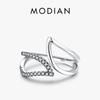 925 Sterling Silver Exquisite Geometric Ring For Women Sparkle Clear Cubic Zirconia Party Rings Fine Jewelry