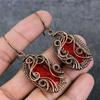 Natural Garnet Gemstone Copper Wire Wrap Gift Jewelry Earring 2.76" O5f13