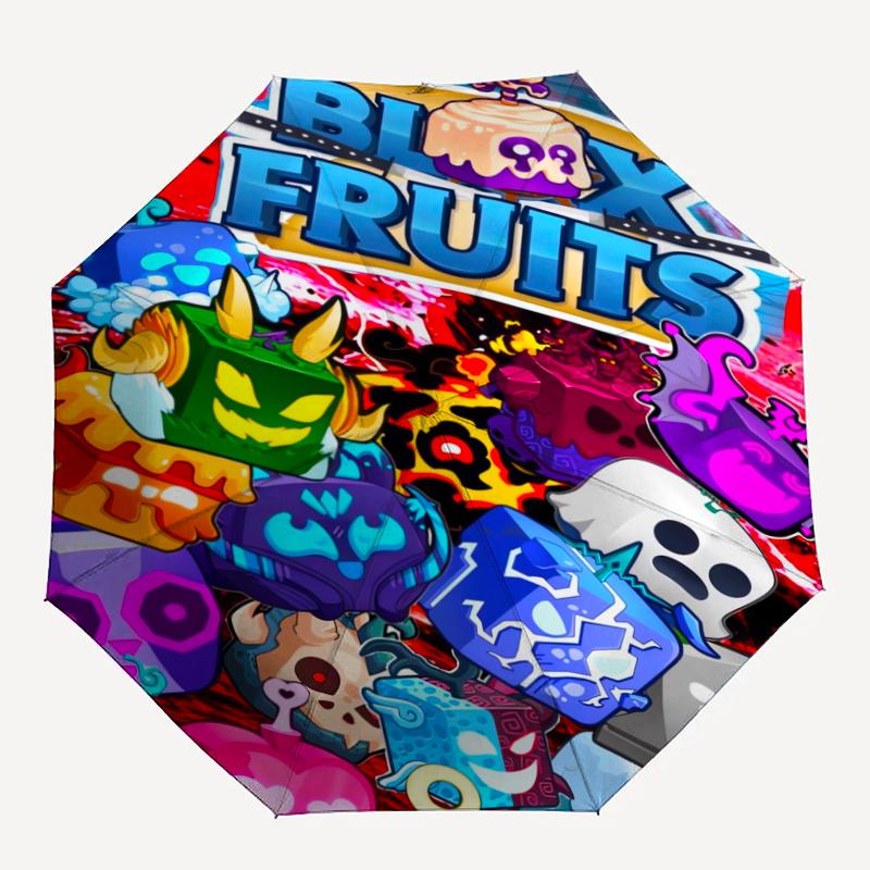 Автоматический зонт в тематике Blox Fruits, легкий и портативный, 8 спиц, идеально подходит для путешествий на свежем воздухе, дней рождений, Рождества, в качестве подарков.
