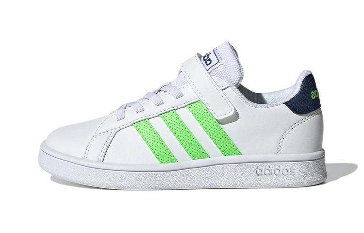 Adidas Neo GRAND COURT Comfortable And Trendy Abrasion Resistant Low top Kids' Skateboarding Shoes White Green GX5746