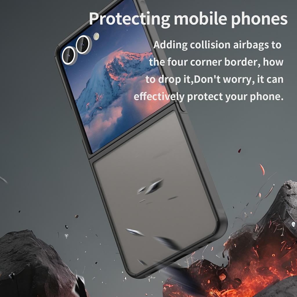 Чехол для Samsung Galaxy Z Flip7 5G, противоударный, с подушками безопасности, матовый, полупрозрачный, из ПК + ТПУ, задняя крышка телефона