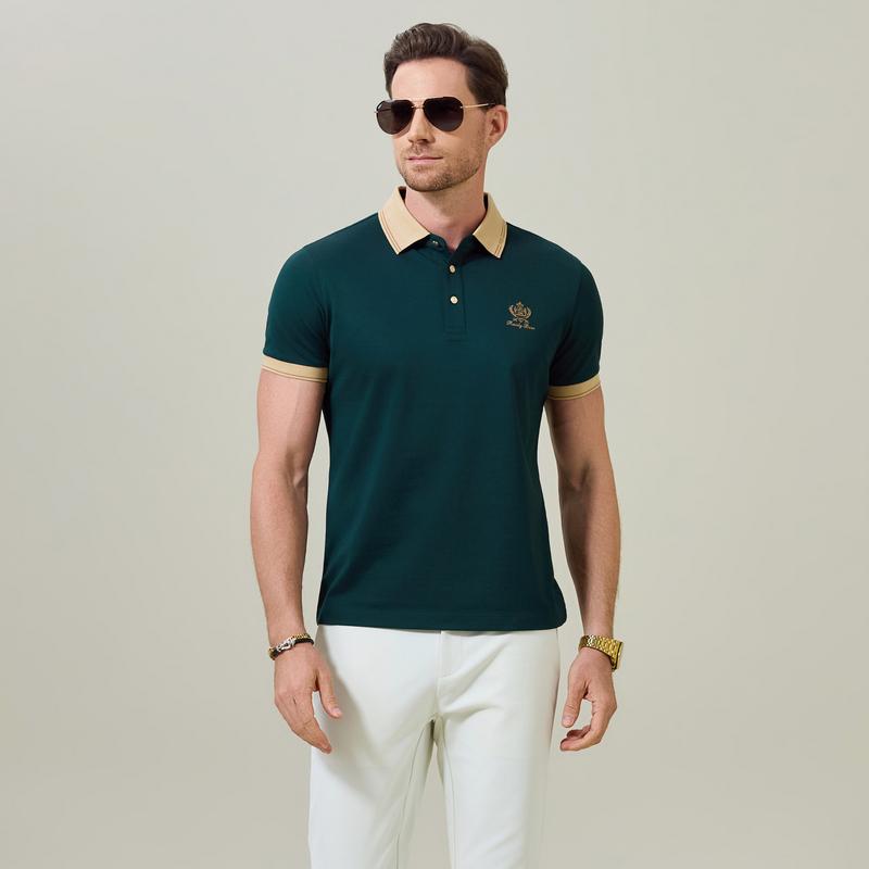 Men's Cotton Polyester Bead Ground Short-sleeved T-shirt POLO shirt