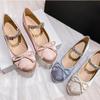 Fashion Mary Jane Women's Shoes 2024 Summer New Ballet Flat Shoes Classic Bow Decoration Round Head Versatile Anti Slip Durable