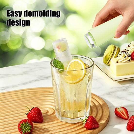 Long Ice Cube Tray, Cylindrical Ice Mold for Water Bottle, BPA-Free Flexible Freezer Tray for Cold Brew Coffee, Juice, Whiskey