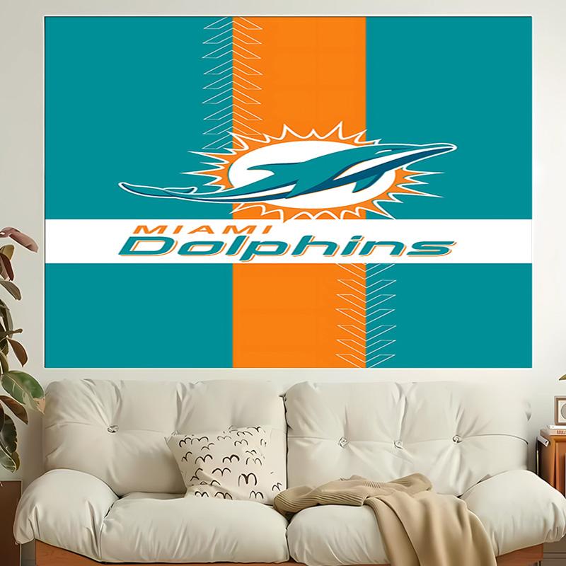 1pc Miami Dolphins logo Tapestry, Living Room, Bedroom, Office, Party Decor, Ideal Festive Gift