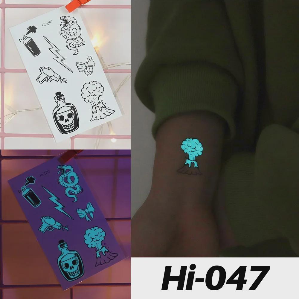 Светящиеся синие водонепроницаемые наклейки для татуировок: Дизайны змей и бабочек для музыкальных фестивалей