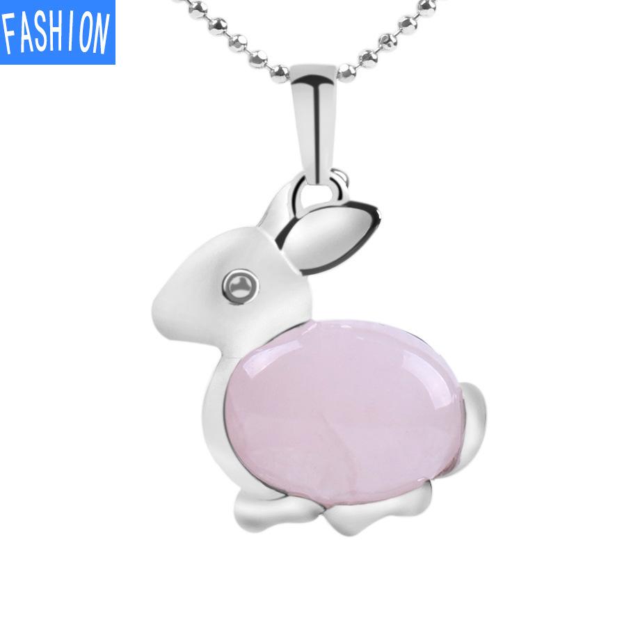 Ожерелье с подвеской из натурального камня серии Lovely Animal из натурального хрусталя и кролика