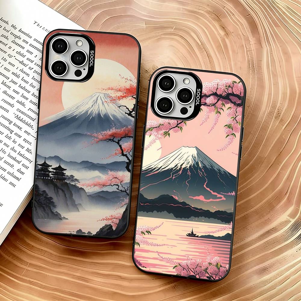 Япония Гора Фудзи Вишня Чехол для телефона Для iPhone 17,16,15,14,13,12,11 Plus,Pro Max,XS,Красочный Серебристый Черный Чехол