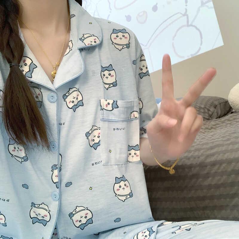 Пижама с коротким рукавом Chiikawa Usagi - Милая летняя домашняя одежда в японском стиле для женщин