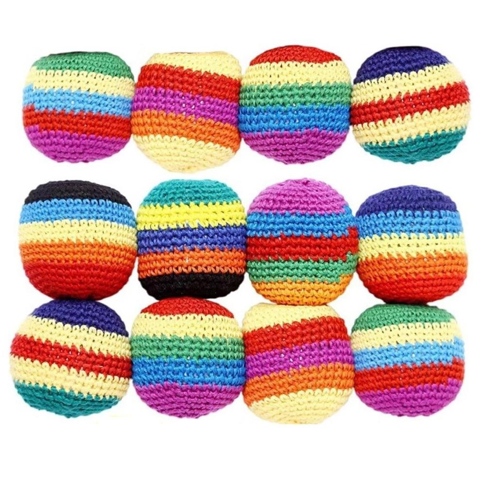 6/12/24Pcs Colorful Footbag Sacks Funny Kids Outdoor Toy Random Color Soft Juggling Balls Beginner