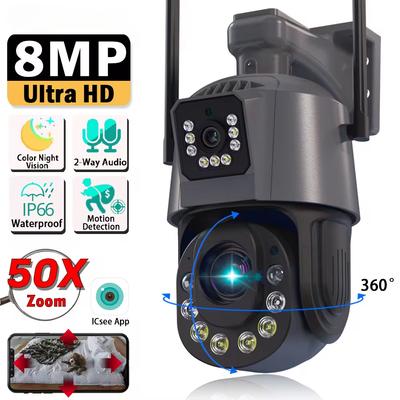 LS VISION 50-кратный оптический зум 8 МП WiFi IP-камера наружная с двумя объективами двусторонняя аудиосвязь беспроводная CCTV камера видеонаблюдения цветная камера ночного видения