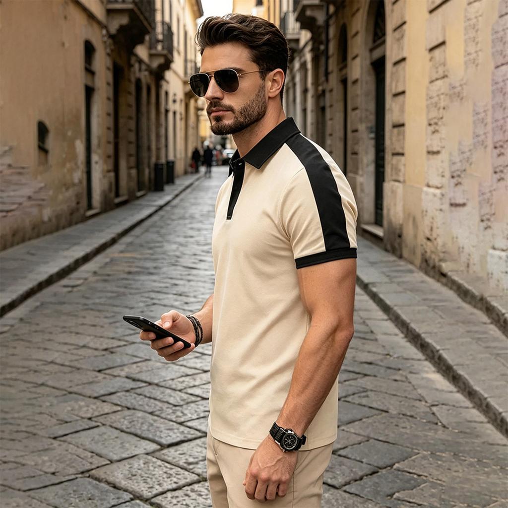 Men's Benbu Multi-color Slim-fit Plaid Short-sleeved Button-down Shirt