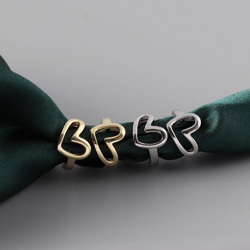 ANENJERY Silver Color Hollow Heart Small Hoop Earrings Geometric French Jewelry Wholesale Dropshipping