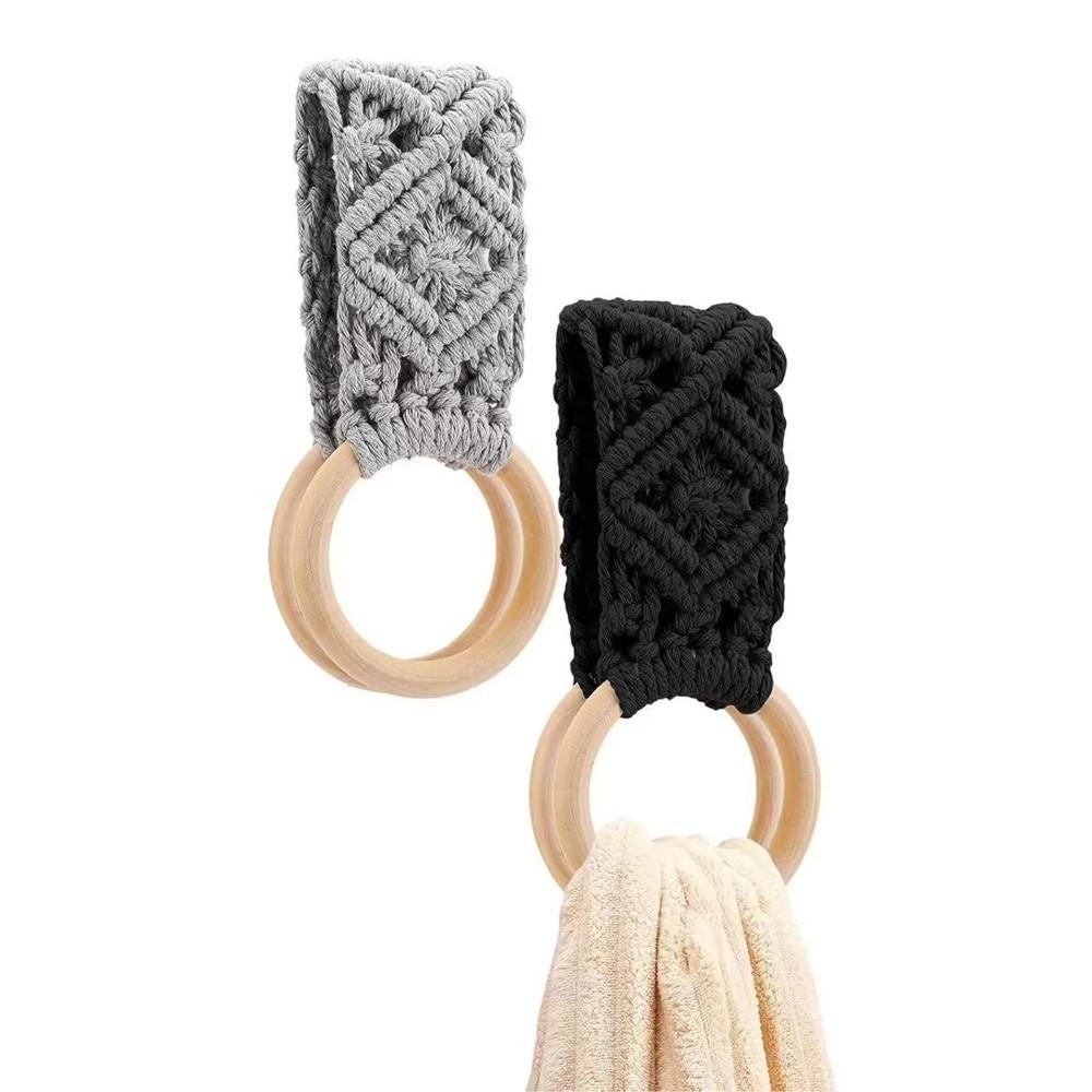 Boho Style Hand Towel Hanger Wooden Ring Towel Ring Holder New Macrame Towel Holder Bathroom