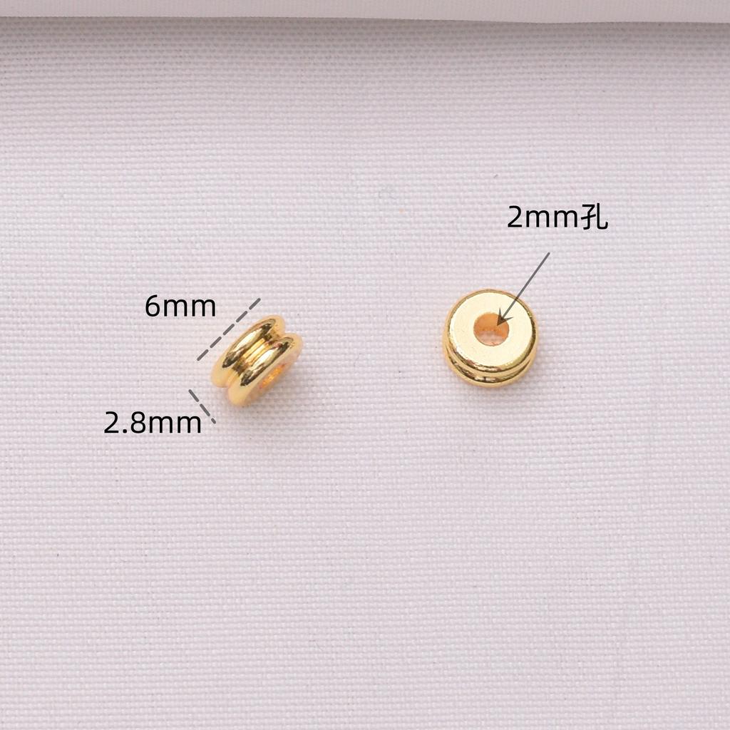 100 шт. 18-каратного золота, двухслойная, сохраняющая цвет, гладкая, разделительная прокладка для бусин, аксессуары для бижутерии ручной работы, разделительная прокладка из бисера