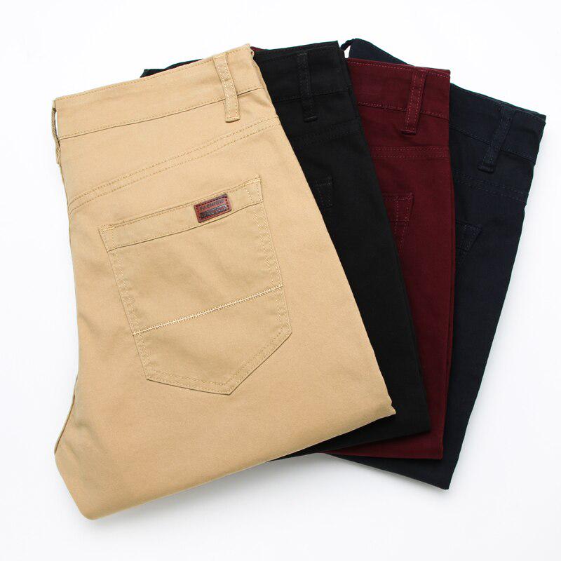 Мужские повседневные брюки цвета хаки больших размеров, деловые хлопковые брюки из саржи, мужские брендовые брюки