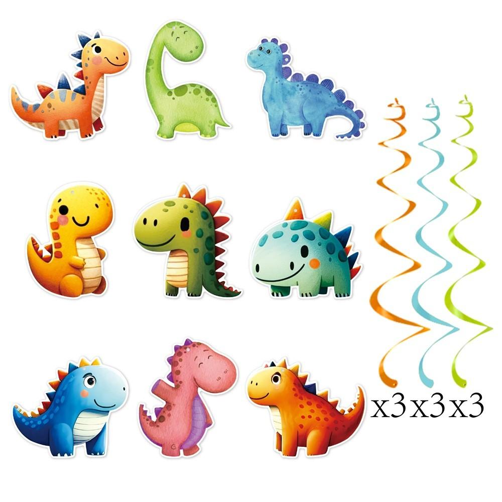 Dinosaur Party Decorations Banner And Spiral Hangings For Childrens Birthday Event