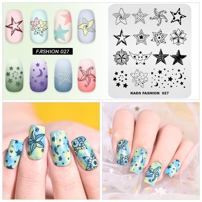 kads Шаблон для дизайна ногтей Fashion 027 Все виды звезд, дизайн изображения, шаблоны для штампов для ногтей, пластина для штамповки ногтей