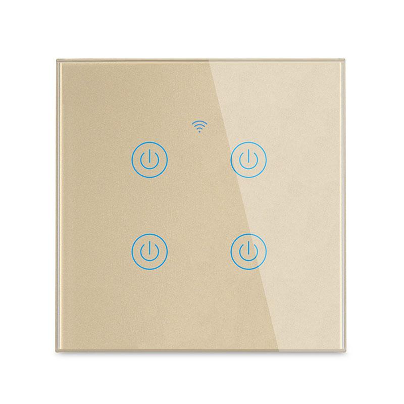 LangYeao UK EU 1/2/3/4 Gang 10A Home Automation WiFi Smart Light Wall Touch Switch Apple Siri Homekit with Neutral Wire