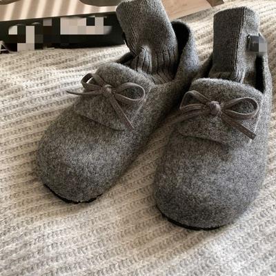 Универсальные бархатные теплые туфли с круглым носком, пушистые, 2025, осень и зима, новые, японские, с бантом для юбки, мягкие, плоские, хлопковые туфли