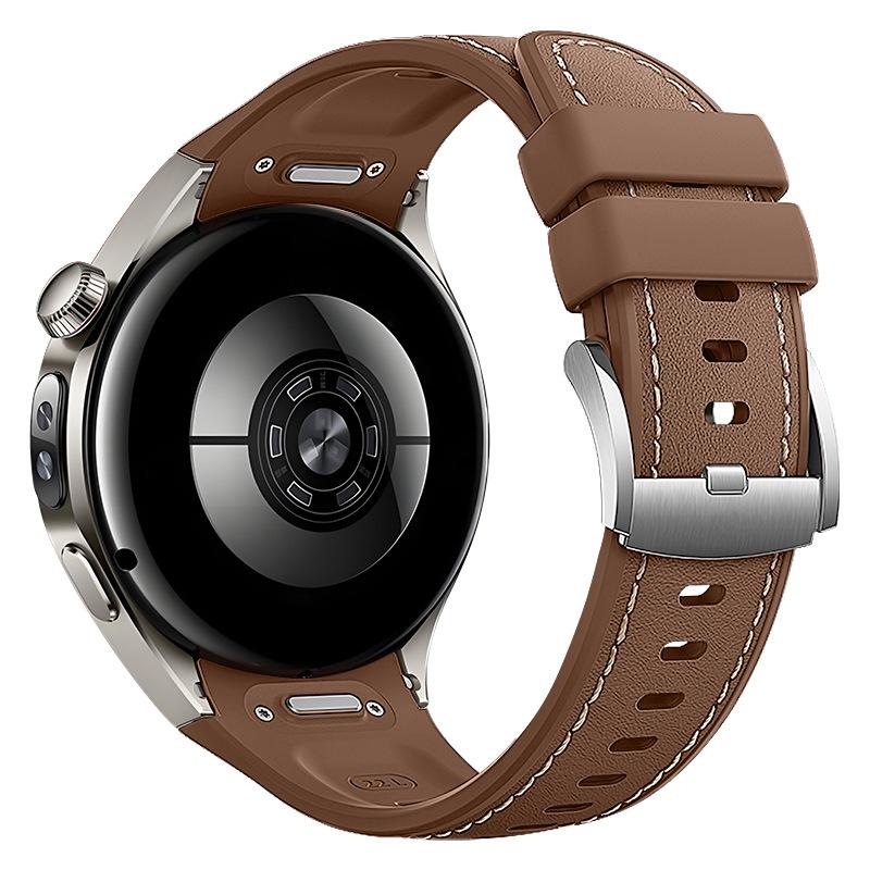 Комбинированный ремешок из кожи и силикона для Huawei Watch 5 46 мм