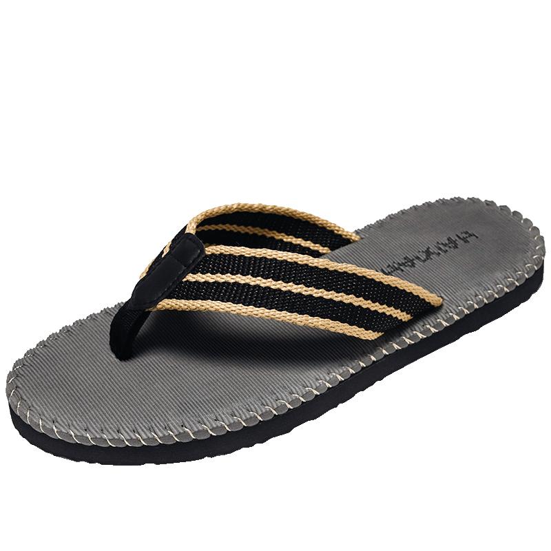 Мужские тапочки для улицы, пляжные шлепанцы на плоской подошве, летние повседневные тапочки 2023 года, домашние мужские нескользящие туфли, сандалии-шлепанцы, черные