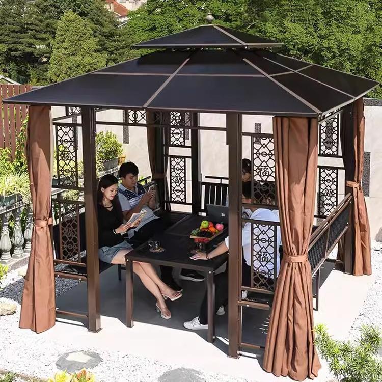 Aluminum Alloy Garden Gazebo: New Chinese Style Outdoor Courtyard Sunshade Pavilion