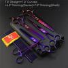 7.0" 8.0 Ch Profional Pet Scissors for Dog Groomg Straight & Thng & Curved Shears FeShark Teeth 4pcsSet +Comb Bag