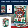 Kids Toys, Mahjong Playing Card With Dice Chinese Traditional Opera Print Waterproof Portable Paper Mah Jongg Poker Card Travel Family Card Game