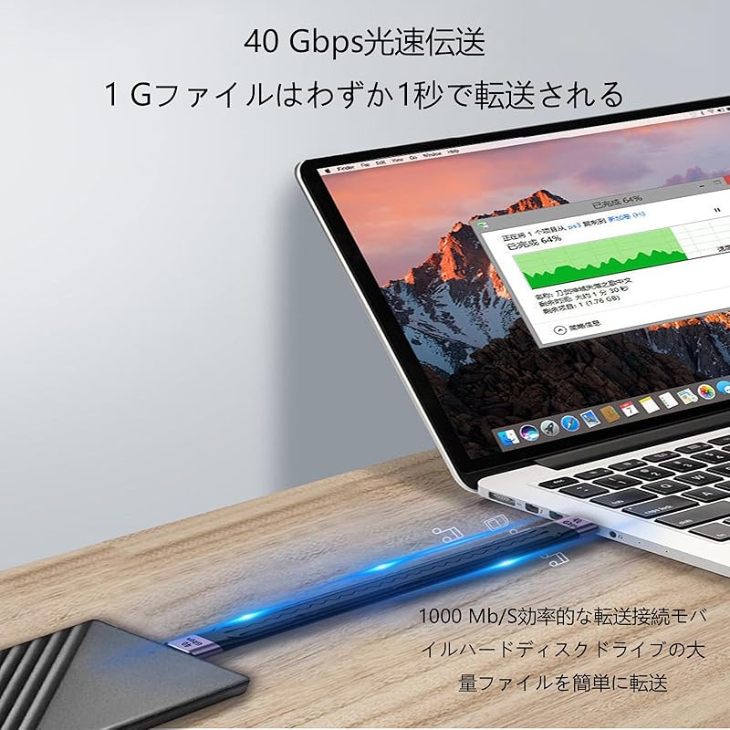 Кабель USB Type CtoC USB 4.0, высокоскоростная передача данных 40 Гбит/с, быстрая зарядка PD 100 Вт/5 А, видеовыход 8 K: Кабель USB-C — USB-C примерно. 13,8 см