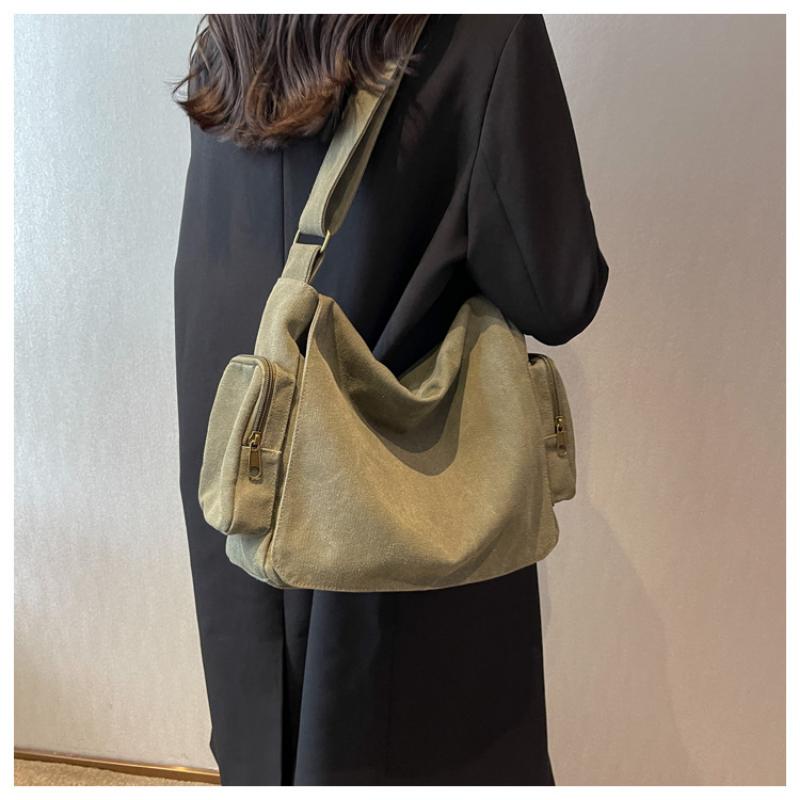 Моющаяся парусиновая сумка почтальона, винтажная мотоциклетная сумка через плечо, большая вместительная студенческая сумка на плечо, тканевая сумка