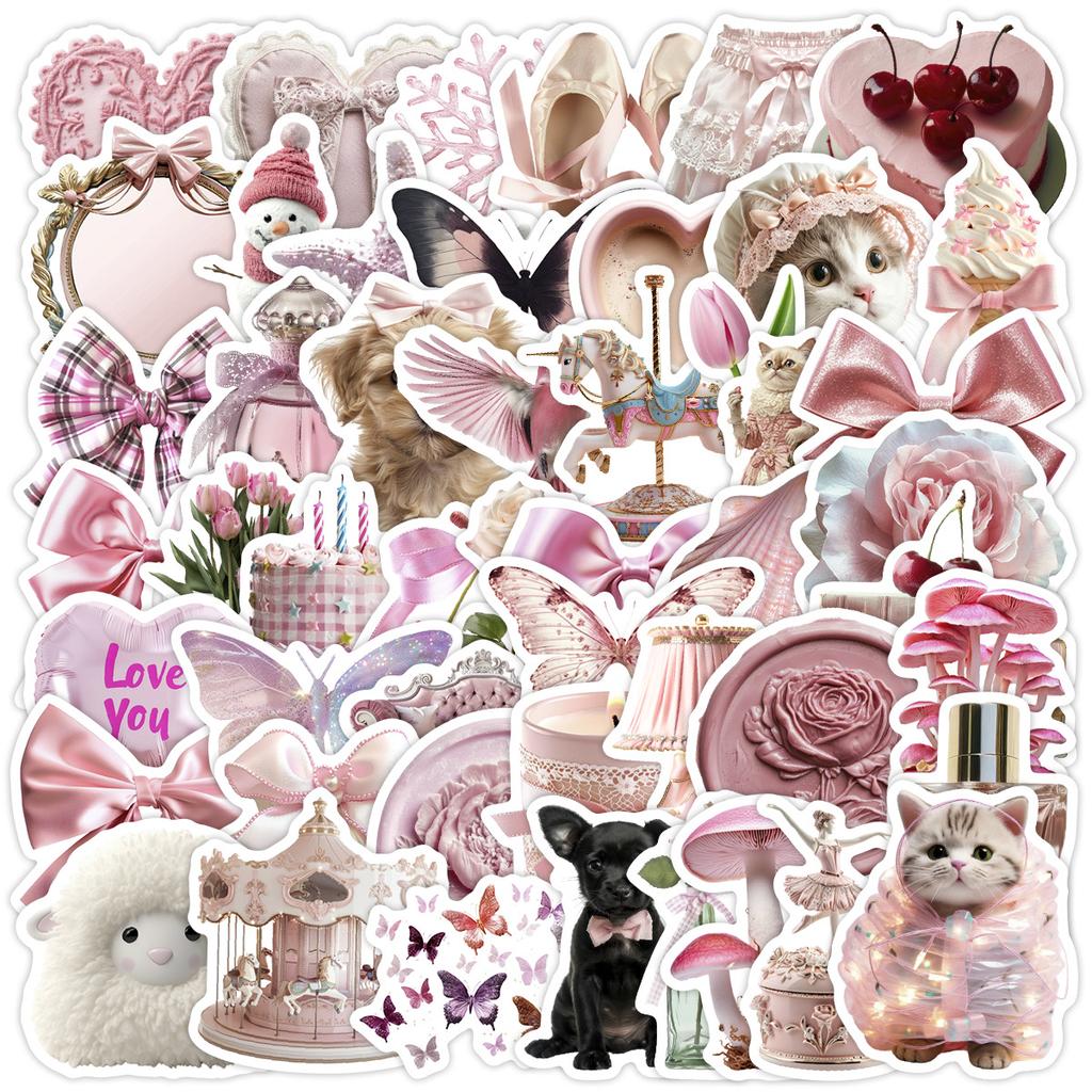 50 Розовых Стикеров Граффити в Стиле ИНД для Ноутбука, Ручного Блокнота, Чехла для Мобильного Телефона, Водонепроницаемые Декоративные Стикеры