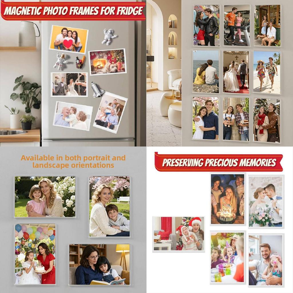 Acrylic Photo Frame Magnetic Refrigerator Magnet With Diy Photo Wall For Home Decor