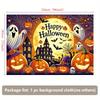Happy Halloween banner - featuring ghosts pumpkins bats and haunted houses in terrifying polyester fabric