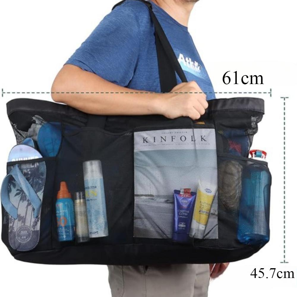 Женская сетчатая пляжная сумка на одно плечо большой вместимости для хранения вещей на открытом воздухе