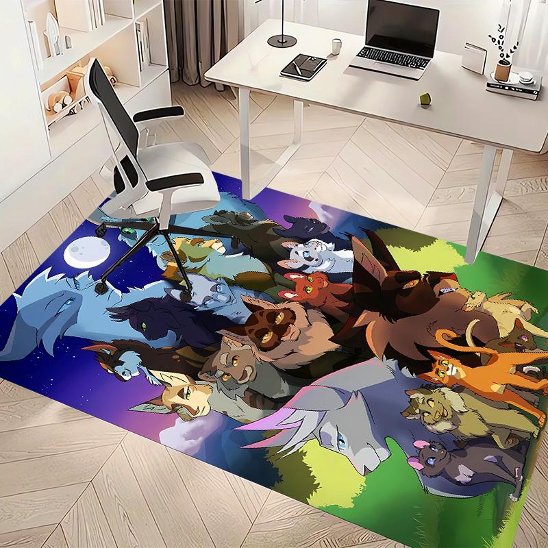 Warrior Cats Printed Absorbent Washable Carpet, Non-Slip Bathroom Mats, Kitchen Rugs, Yoga Mat,Living Room Entrance, Camping Picnic Rugs