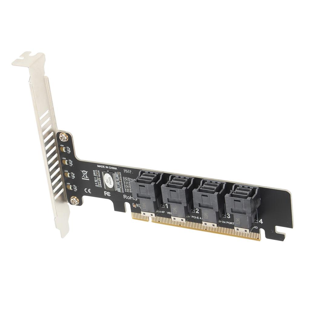 PCIE To U.2 Adapter Card PCIE X16 To 4 Port U.2 NVME SFF8643 SFF8639 PCIE Split Expansion Card with LED Indicator
