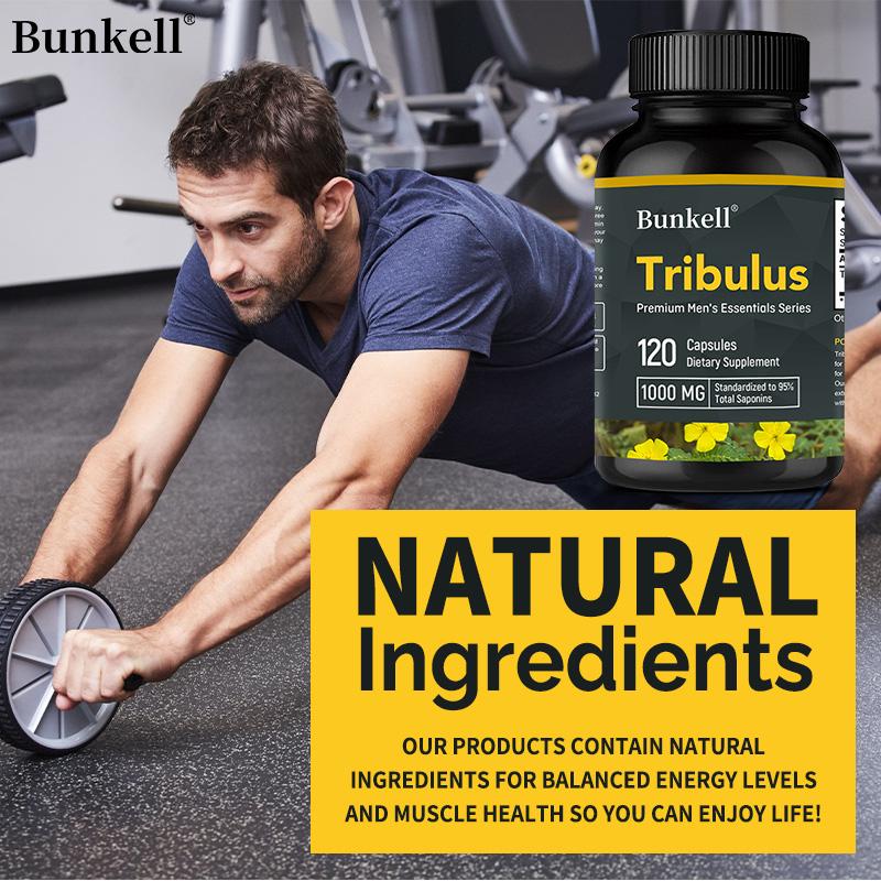 Капсулы с экстрактом Tribulus terrestris 1000 мг, добавка для поддержки энергии 120 капсул